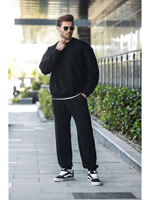 Madmext Siyah Bisiklet Yaka Basic Erkek Eşofman Takımı E7323 - S000445075-19351