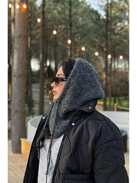 eka Kadın Antrasit Triko Balaklava Bere 594-14911 - S000496910-29666