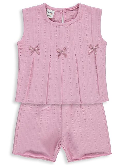Civil Baby Kurdelalı Şortlu 6-18 Ay Takım - Pembe