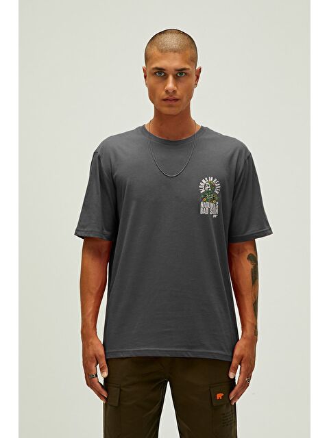 Bad Bear Blooms Asfalt Erkek Baskılı Tişört