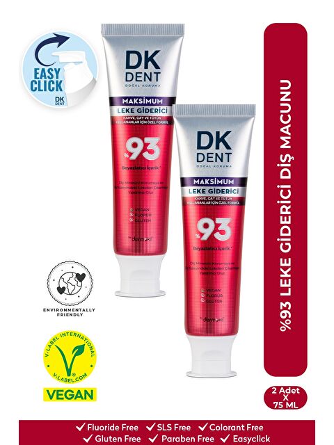DKDENT %93 Maximum Leke Giderici Diş Macunu 75 ml x 2 Adet - S000511084-18