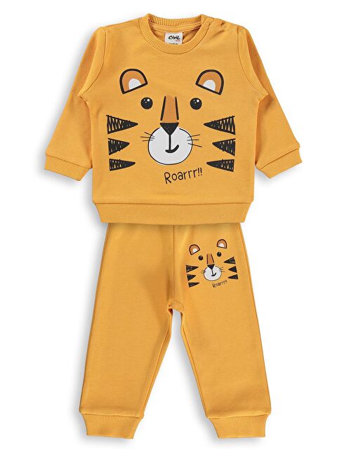Civil Baby Erkek Bebek Kaplan Baskılı 6-18 Ay Takım - Hardal