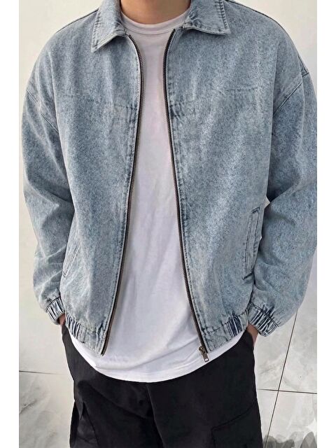 Tarz Cool Erkek Oversize Bomber Ceket Fermuarlı Basic Günlük Mont