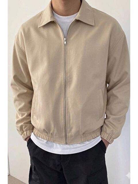 Tarz Cool Erkek Oversize Bomber Ceket Fermuarlı Basic Günlük Mont
