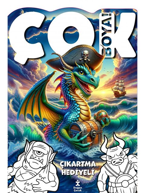 Doğan Çocuk Çok Boya! Çıkartmalı Dev Boyama Kitabı-Yaratiklar - - S000268510-20063