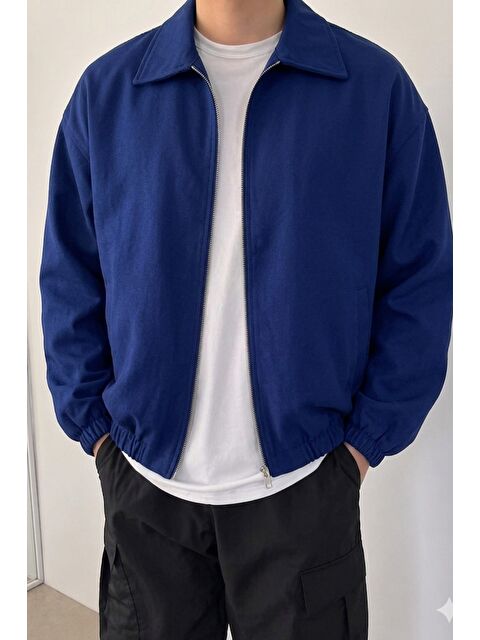 Tarz Cool Erkek Oversize Bomber Ceket Fermuarlı Basic Günlük Mont
