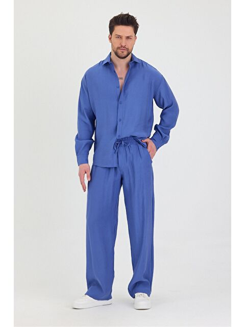 Tarz Cool Erkek Oversize Rahat Kalıp Gömlek-Pantolon Alt-Üst Takım - S000388750-23710