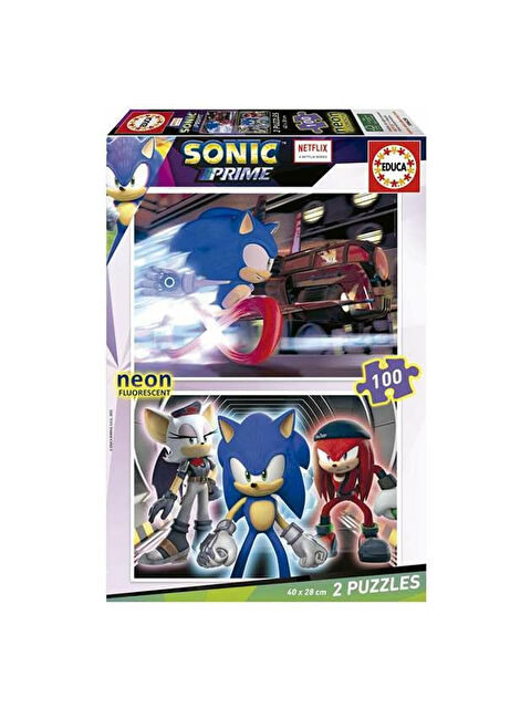 Educa Çocuk Puzzle 2x100 Parça Sonic Prime Neon 19629