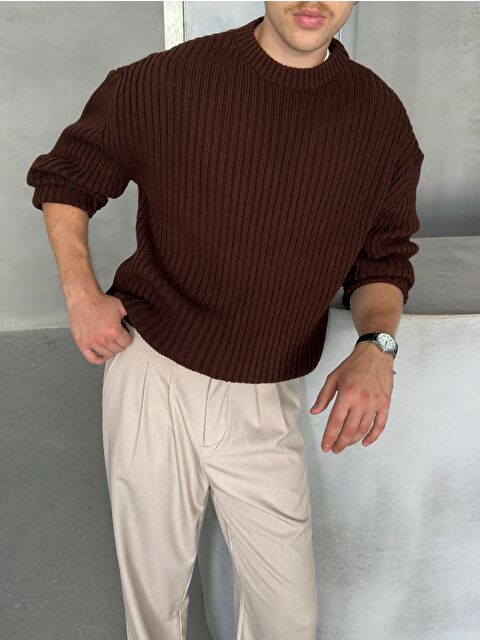 HYMAN Erkek Fitilli Örme Oversize Kazak - S000516461-19413