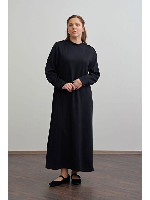 ALLDAY Siyah-Yumuşak Dokulu Apoletli Elbise - S000500748-19351