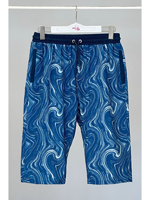 Remsa Mayo Erkek Havuz Deniz Uzun Kapri Şort Mayo RK006 Lacivert Rüzgar - S000317194-21164