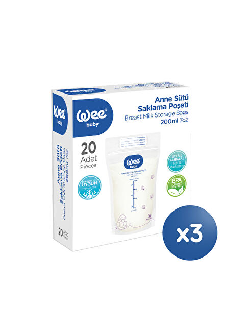 WEE BABY Süt Saklama Poşeti Seti (20x3 60 Adet) - S000503066-26865
