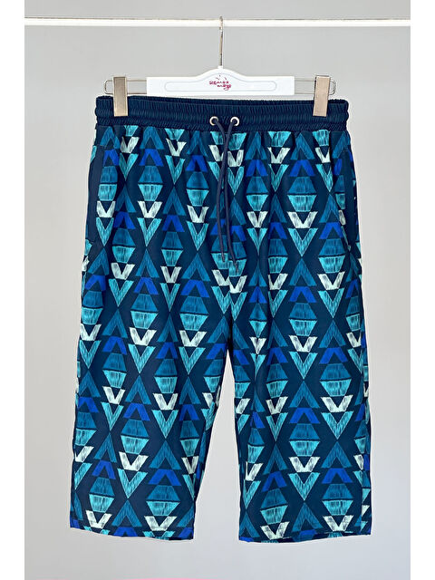 Remsa Mayo Erkek Havuz Deniz Uzun Kapri Şort Mayo RK009 Lacivert - S000317199-21164