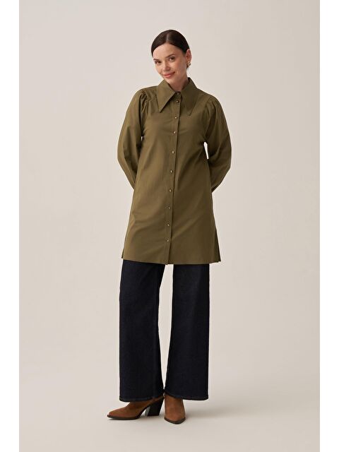 ALLDAY Haki-Sivri Yakalı Poplin Gömlek - S000500776-18547