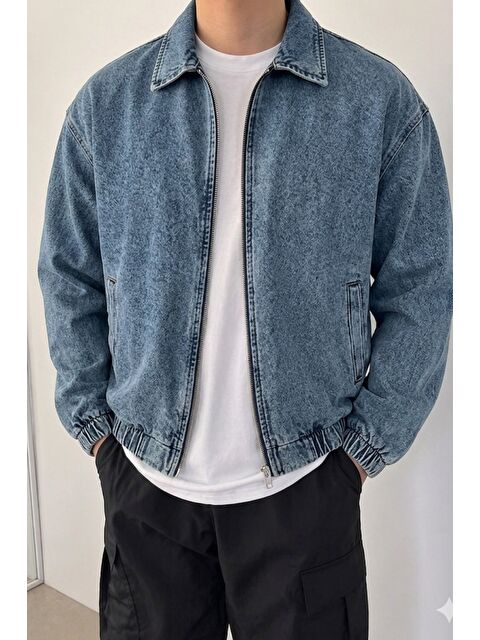 Tarz Cool Erkek Oversize Bomber Ceket Fermuarlı Basic Günlük Mont