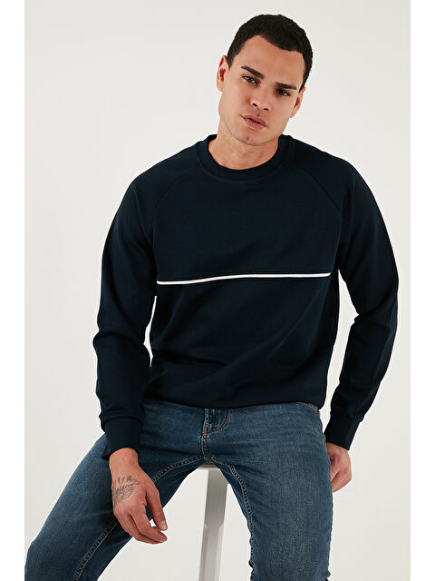 Buratti Pamuklu Şerit Detaylı Relaxed Fit Bisiklet Yaka Sweat 5901227 - S000450988-21164