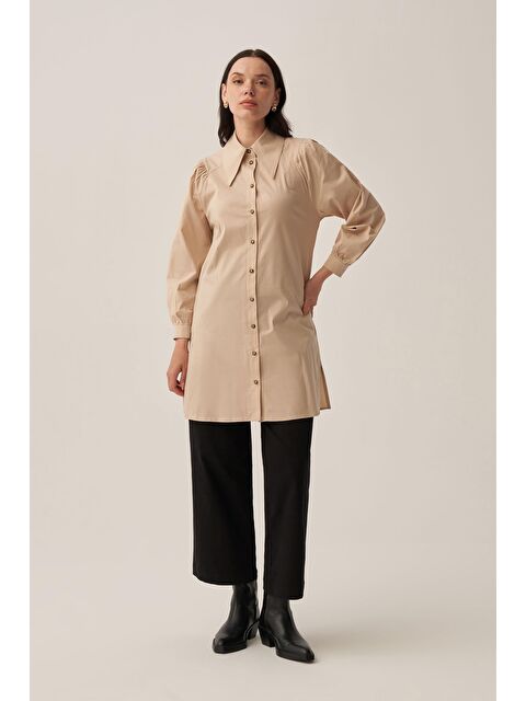 ALLDAY Bej-Sivri Yakalı Poplin Gömlek - S000500776-19928