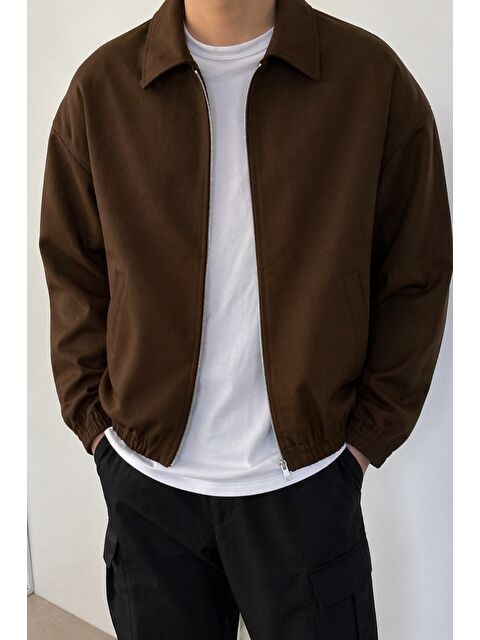 Tarz Cool Erkek Oversize Bomber Ceket Fermuarlı Basic Günlük Mont