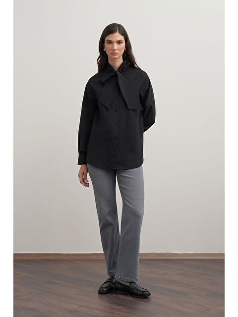 ALLDAY Siyah-Fiyonk Yakalı Gömlek - S000500780-19351