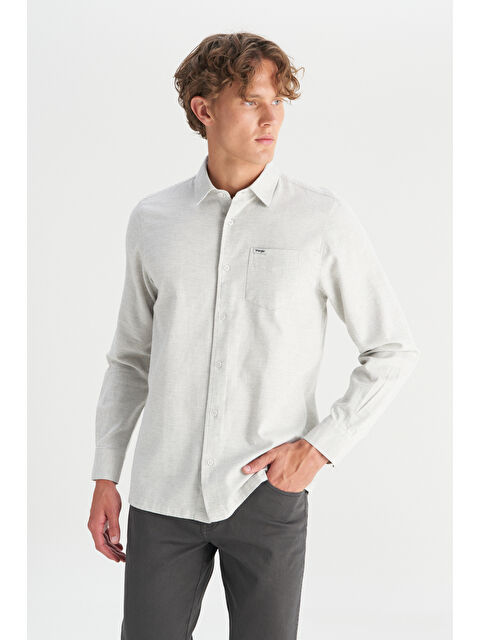 Wrangler %100 Pamuk Regular Fit Normal Kesim Gri Gömlek - S000468418-20600