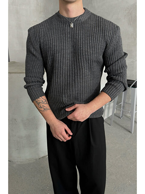 HYMAN Erkek Fitilli Örme Oversize Kazak - S000516461-29666