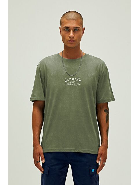 Bad Bear Unbearable  Soluk Yeşil Erkek Baskılı Tişört