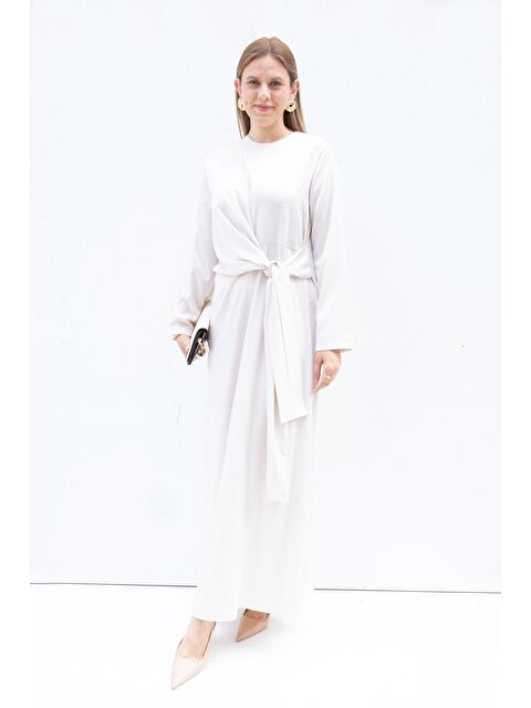 ALLDAY Taş-Kuşaklı Saten Elbise - S000399034-25636