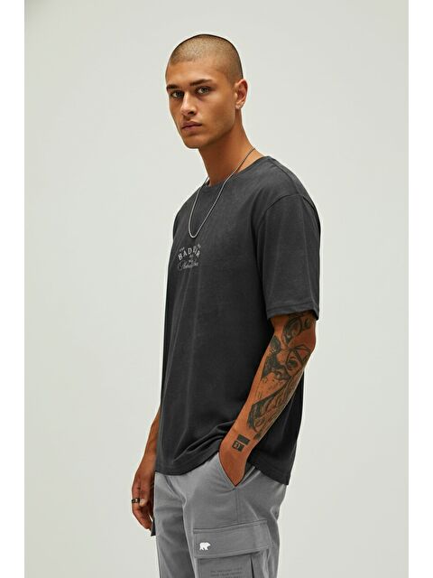 Bad Bear Unbearable  Antrasit Erkek Baskılı Tişört