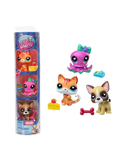 Littlest Pet Shop Minişler 3’lü Figür Seti S4 Kedi-Ahtapot-Boston Terrier Köpek