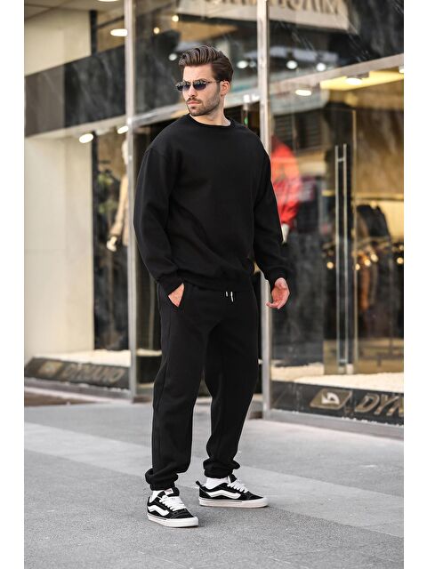 Madmext Siyah Bisiklet Yaka Basic Eşofman Takımı E7329 - S000445078-19351