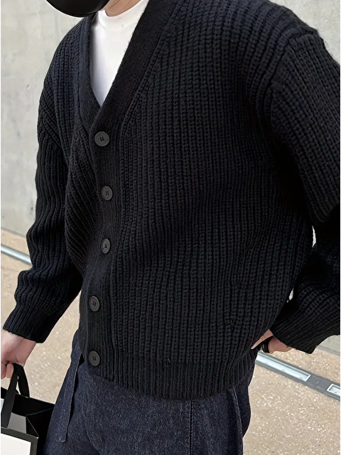 Tarz Cool Erkek Regular Fit Düğmeli V Yaka Triko Hırka - S000317182-19351