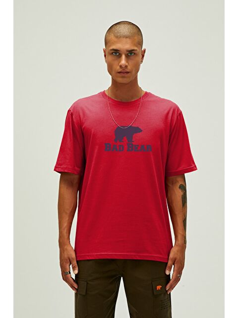 Bad Bear Muscle Kırmızı Erkek Baskılı Tişört