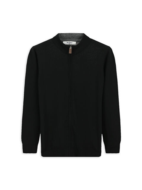 Kiğılı Yarım Balıkçı Yaka Desenli Fermuarlı Yünlü Kaşmir Karışımlı Örme Triko Hırka - S000494025-19351