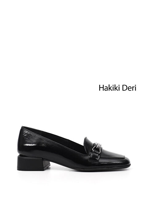 GÖNDERİ(R) Kadın AÇIK SİYAH Küt Burun Tokalı Hakiki Deri Ayakkabı - S000498862-1720