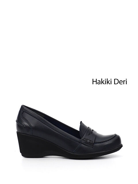 GÖNDERİ(R) Kadın AÇIK LACİVERT Dolgu Taban Hakiki Deri Loafer Ayakkabı - S000498863-19459
