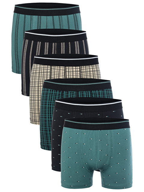 Tolin Erkek 6 lı Süprem Pamuklu Elastanlı Renkli Boxer Seti 4147-13 - S000502630-3545