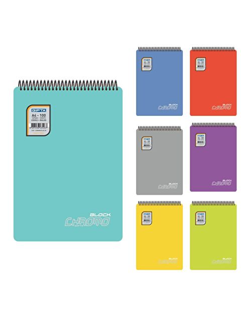 Gıpta Chromo A6 80 Yaprak Plastik Kapak Üstten Spiralli Not Defteri Kareli (6098) - S000427901-27074