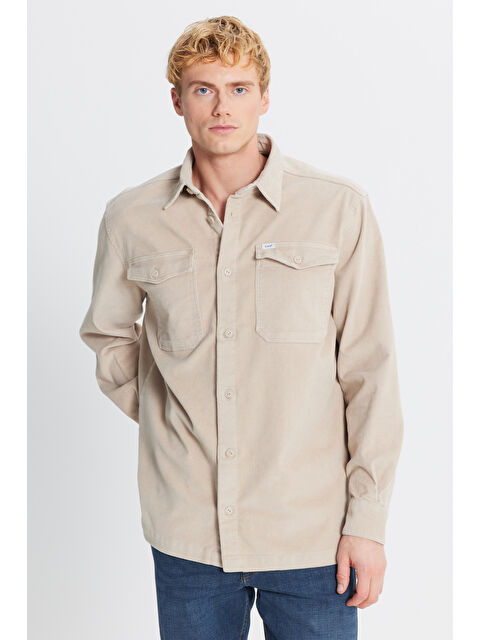 Lee Pamuklu Relaxed Fit Rahat Kesim Klasik Yaka Cepli Kadife Gömlek