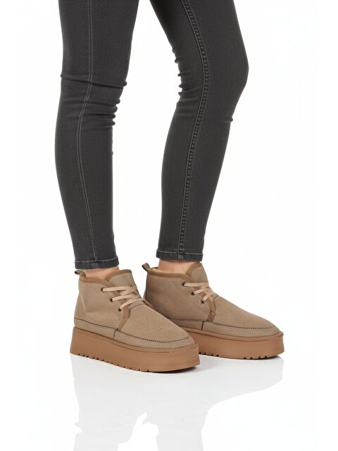 Ayakmod Vizon İçi Kürklü Bağcıklı Kadın Bot U-15 Z - S000496221-26429