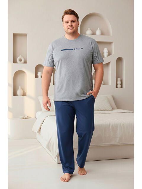SEBOTEKS %100 Pamuklu Kısa Kollu Cepli Büyük Beden Erkek Pijama Takımı 2008 - S000511099-20600