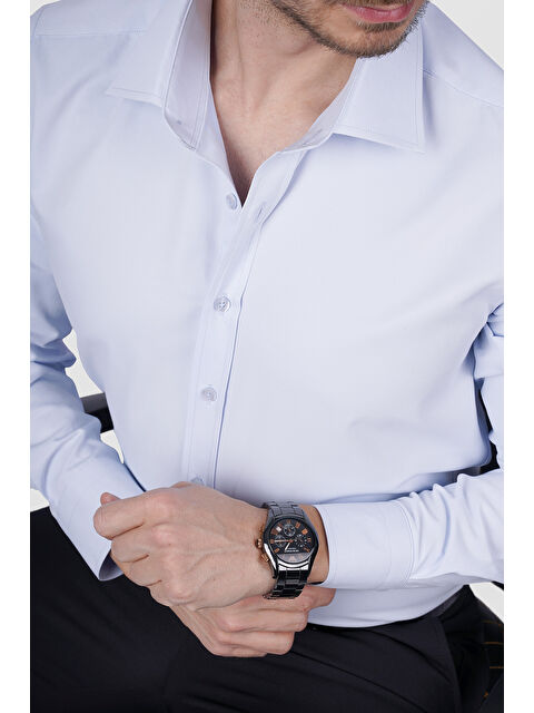 Etikmen Açık Mavi Saten Slimfit Erkek Gömlek - S000121508-17437