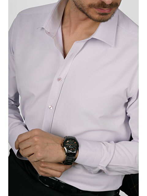 Etikmen Lila Saten Slimfit Erkek Gömlek - S000121508-17878