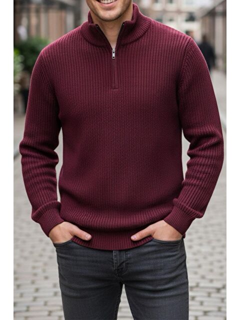 Oksit Nex Yarım Fermuarlı Dik Yaka Kalın Erkek Kazak - S000468427-19951