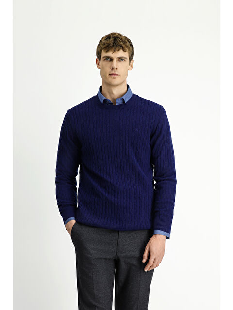 Kiğılı Bisiklet Yaka Regular Fit Desenli Yünlü Triko Kazak - S000461584-29672