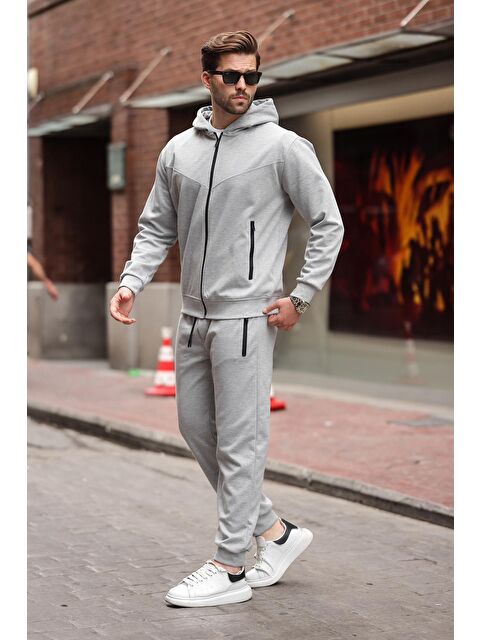 Madmext Gri Kapüşonlu Rahat Kesim Erkek Eşofman Takımı E7330 - S000445081-20600
