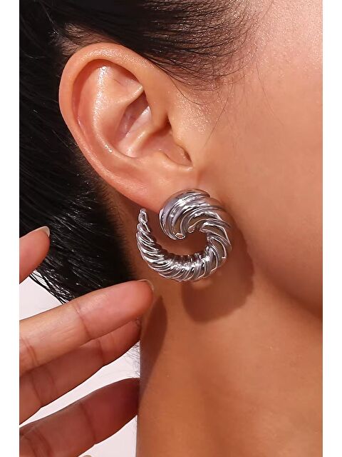 New Obsessions Gümüş Renk Çelik Küpe - S000486693-18105