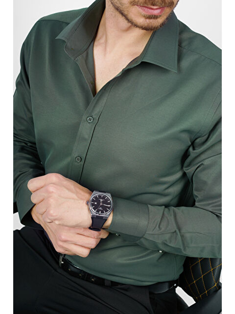 Etikmen Yeşil Saten Slimfit Erkek Gömlek - S000121508-18194