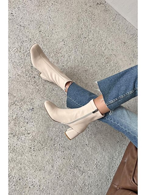 Straswans Lucas Kadın Küt Kalıp Streç Bot Bej - S000511425-19928