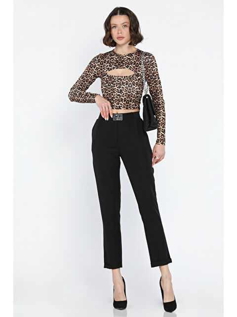 Gülseli Büyük Beden Bel Lastikli Duble Paça Kadın Pantolon - S000361050-19351