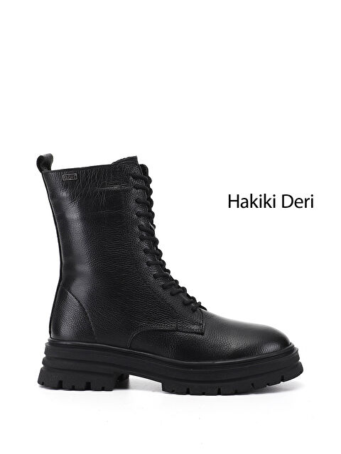 GÖNDERİ(R) Kadın MAT SİYAH Fermuarlı Kauçuk Taban Hakiki Deri Postal Bot - S000502466-6381